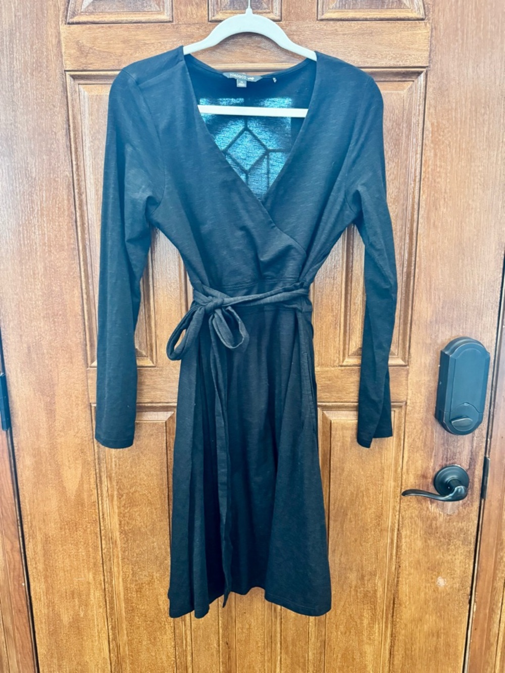 Toad&Co Black Wrap Dress with Tie Waist